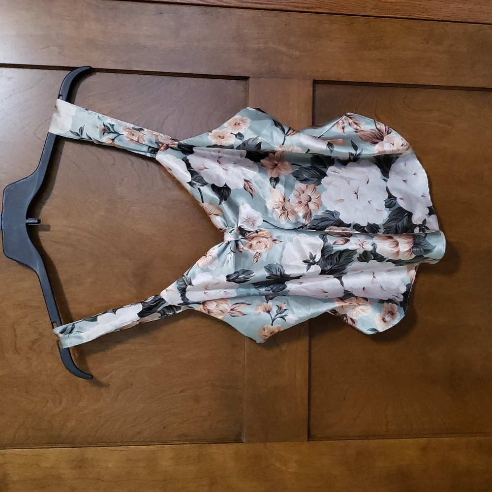 80's satin floral camisole and tap pants-never worn.Bin#9